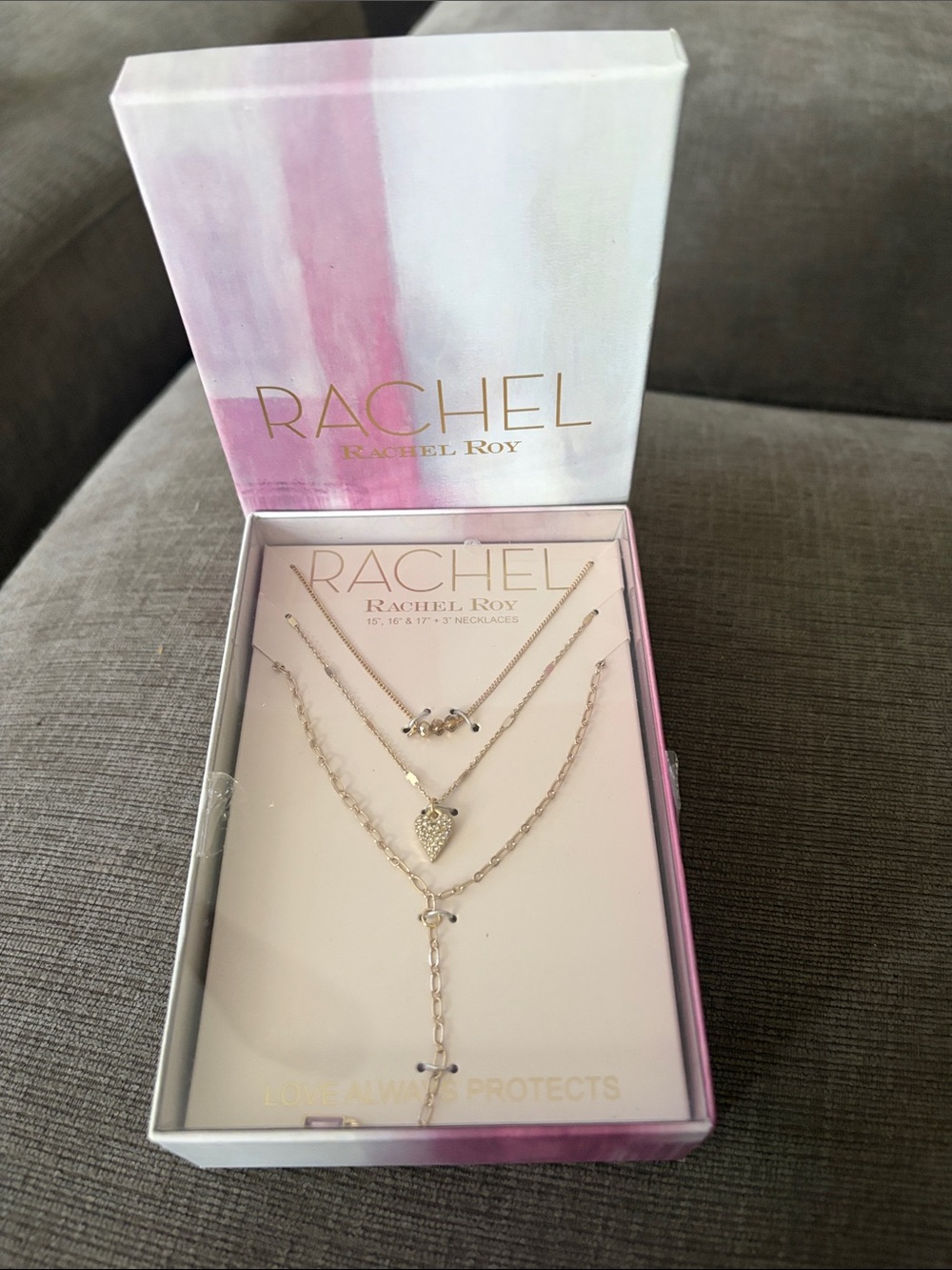 RACHEL Rachel Roy Gold-Tone Layered Necklace Set with Heart Charm
